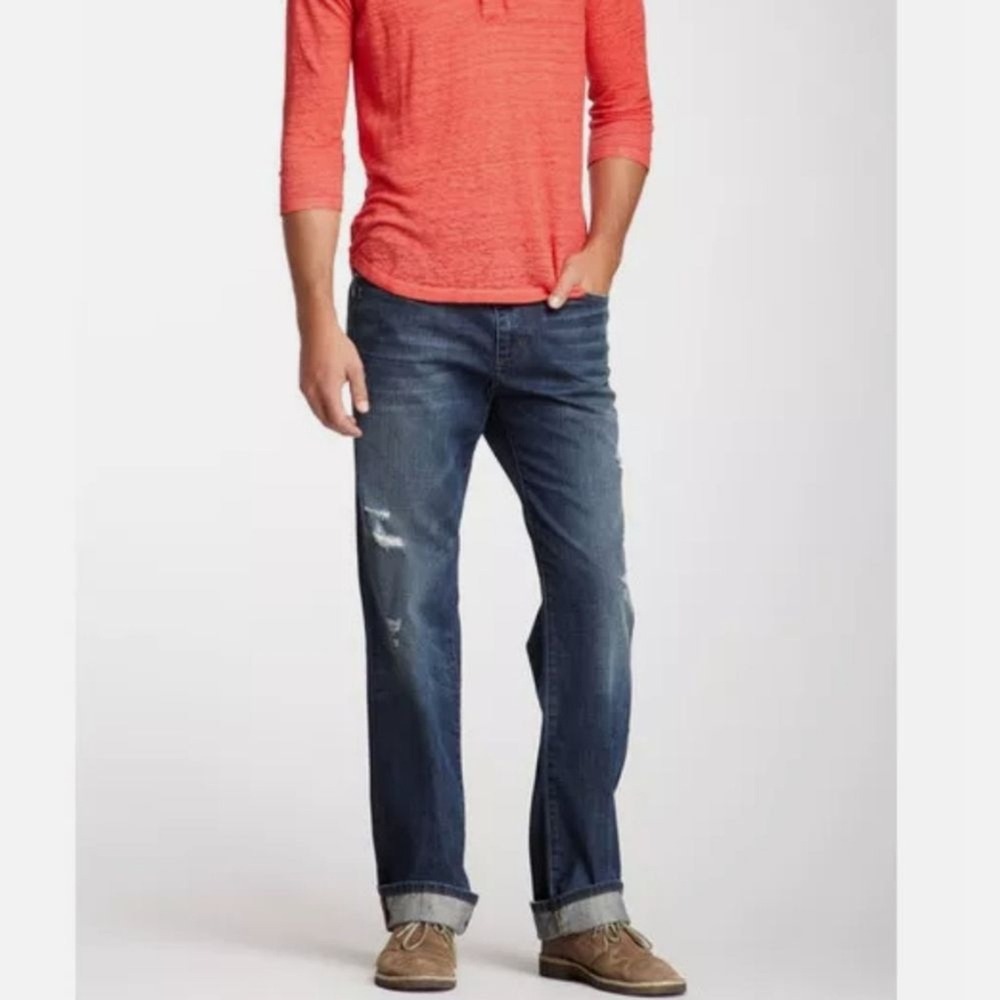 JOE'S JEANS $174 Mens 36 The Classic Straight Leg RIPPED Dark Faded Jason Wash
